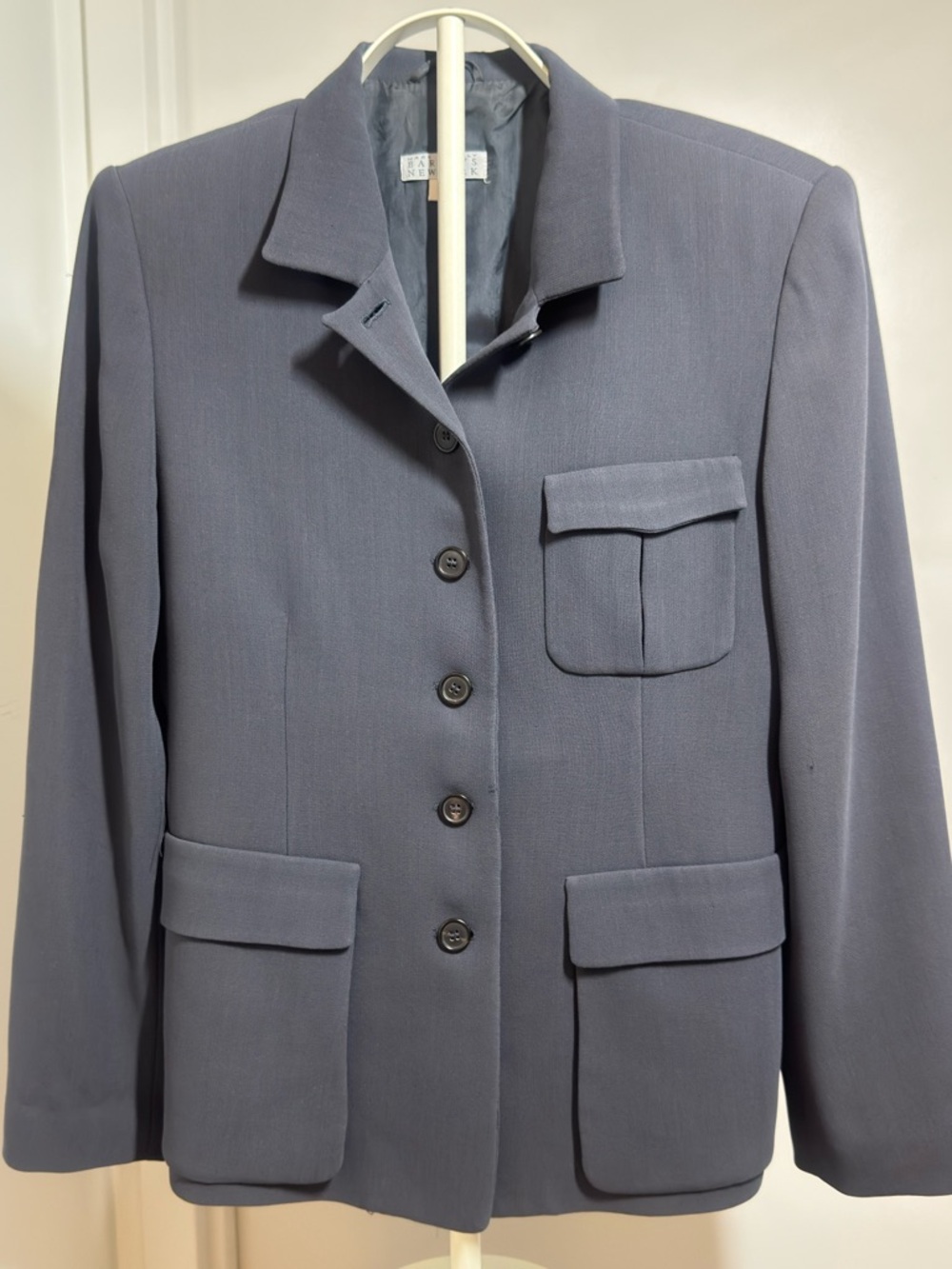 Barneys New York Dark Gray Tailored Blazer, made in Italy 100% wool